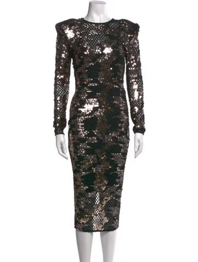 Pre-owned Zhivago Patterned Midi Length Dress In Black
