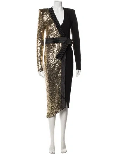 Pre-owned Zhivago Patterned Midi Length Dress In Black