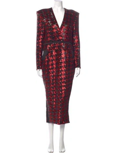 Pre-owned Zhivago Patterned Midi Length Dress In Red