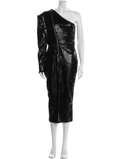 Pre-owned Zhivago Patterned Midi Length Dress W/ Tags In Black