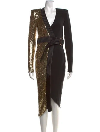 Pre-owned Zhivago Patterned Midi Length Dress W/ Tags In Black
