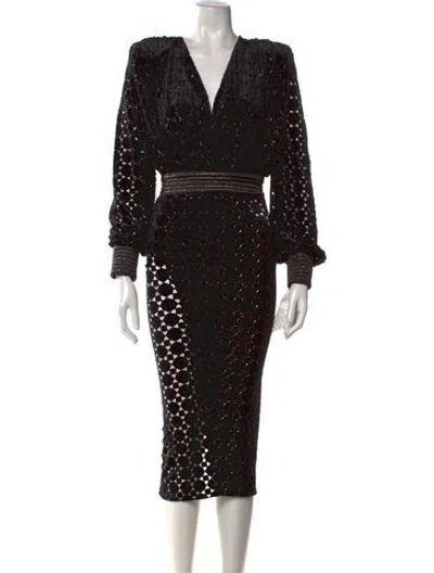 Pre-owned Zhivago Patterned Midi Length Dress W/ Tags In Black/gold