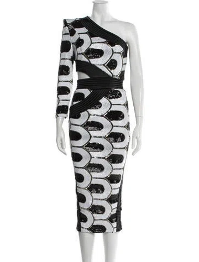Pre-owned Zhivago Patterned Midi Length Dress W/ Tags In Black/white