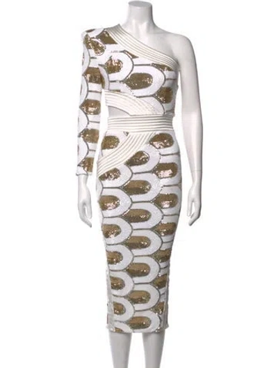 Pre-owned Zhivago Patterned Midi Length Dress In White