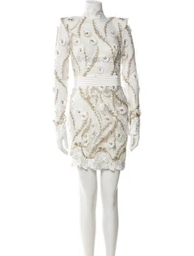 Pre-owned Zhivago Patterned Mini Dress W/ Tags In White
