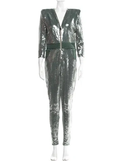 Pre-owned Zhivago Patterned V-neck Jumpsuit W/ Tags In Green