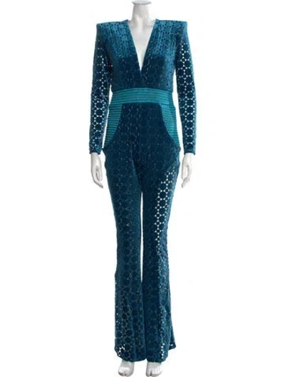 Pre-owned Zhivago Patterned V-neck Jumpsuit W/ Tags In Green