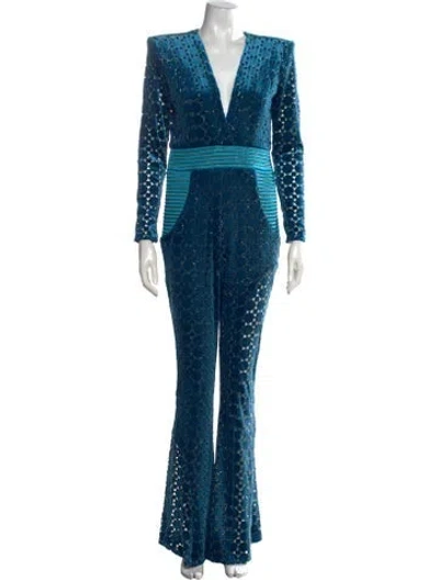 Pre-owned Zhivago Patterned V-neck Jumpsuit W/ Tags In Green