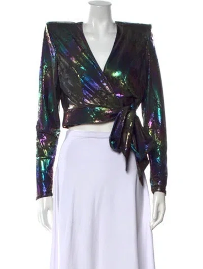 Pre-owned Zhivago Patterned V-neck Top W/ Tags In Multicolor