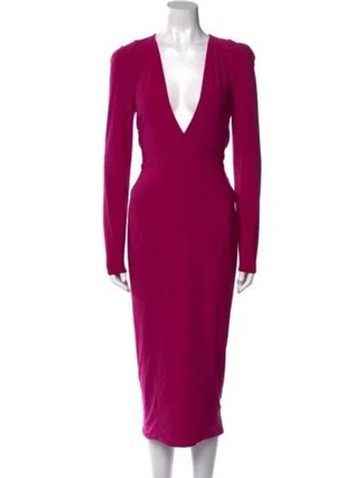Pre-owned Zhivago Plunge Neckline Midi Length Dress In Pink