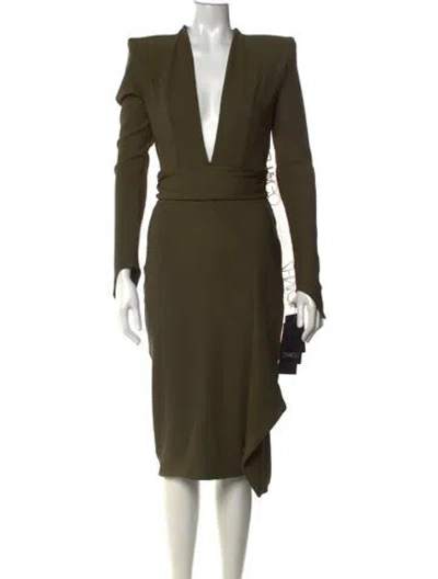 Pre-owned Zhivago Plunge Neckline Midi Length Dress W/ Tags In Green