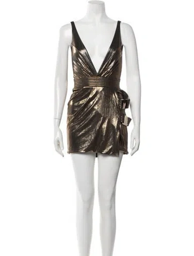 Pre-owned Zhivago Plunge Neckline Mini Dress In Gold