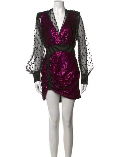 Pre-owned Zhivago Polka Dot Print Mini Dress In Black