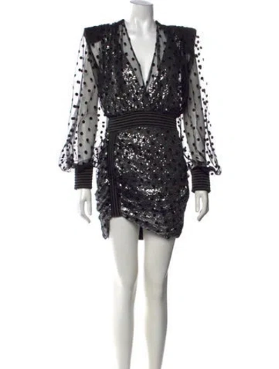 Pre-owned Zhivago Polka Dot Print Mini Dress W/ Tags In Black
