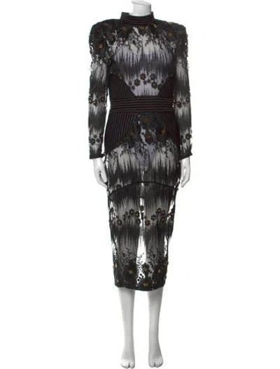 Pre-owned Zhivago Printed Long Dress In Black