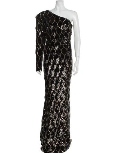 Pre-owned Zhivago Printed Long Dress In Black