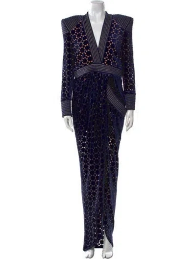 Pre-owned Zhivago Printed Long Dress In Blue