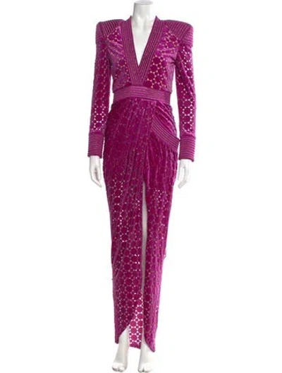 Pre-owned Zhivago Printed Long Dress In Purple
