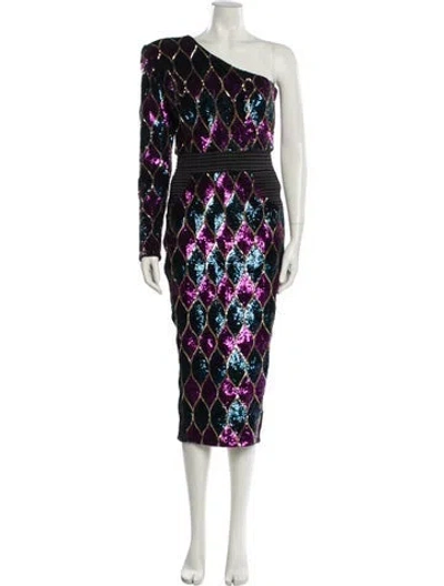 Pre-owned Zhivago Printed Midi Length Dress In Black