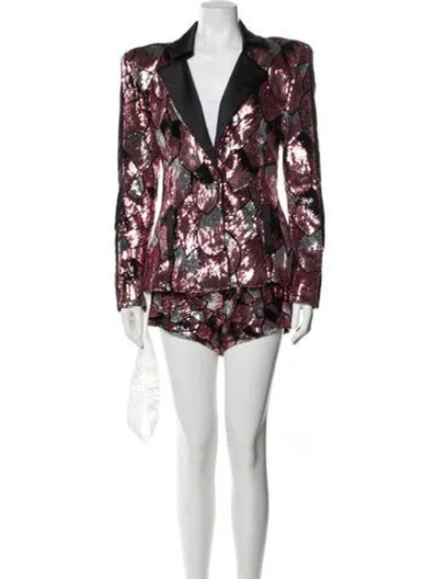 Pre-owned Zhivago Printed Sequin Embellishments Short Set W/ Tags In Multi