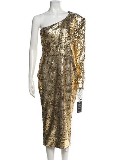 Pre-owned Zhivago Sequin Midi Length Dress W/ Tags In Gold