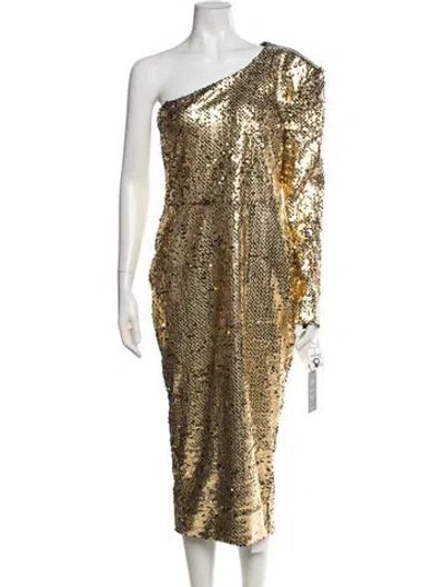 Pre-owned Zhivago Sequin Midi Length Dress W/ Tags In Gold