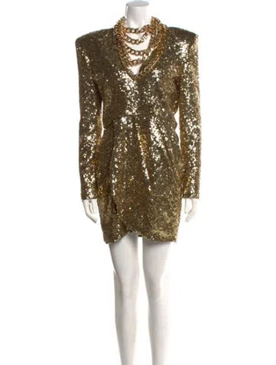 Pre-owned Zhivago Sequin Mini Dress In Gold