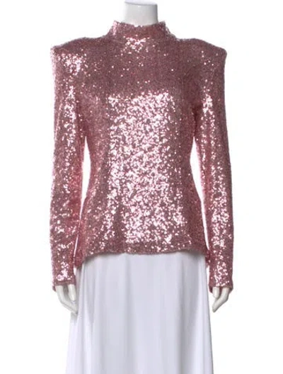 Pre-owned Zhivago Sequin Mock Neck Top In Pink