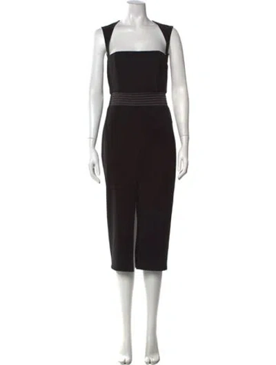 Pre-owned Zhivago Square Neckline Midi Length Dress In Black