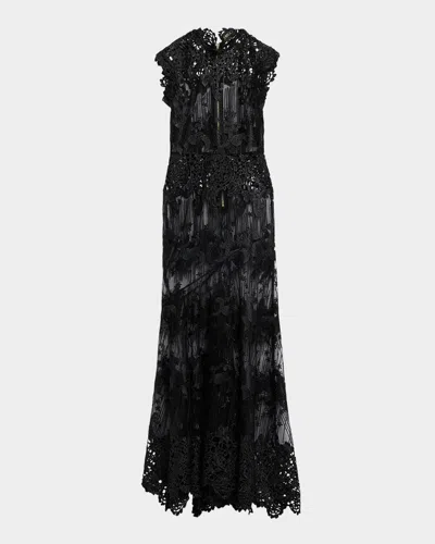 Zhivago Stolen Dreams Sheer Lace Mermaid Gown In Black