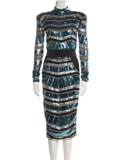 Pre-owned Zhivago Striped Midi Length Dress W/ Tags In Blue