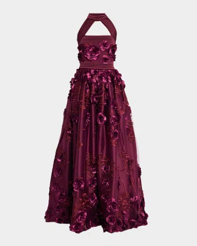 Zhivago The Beautiful Embroidered Floral Gown In Red