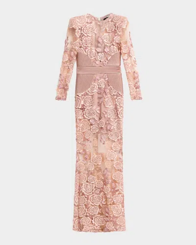 Zhivago The Beginning Floral Lace Gown In Brown