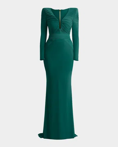 Zhivago The Bloom Gathered Jersey Gown In Green