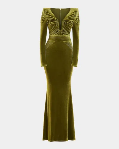 Zhivago The Bloom Velvet Gown In Green