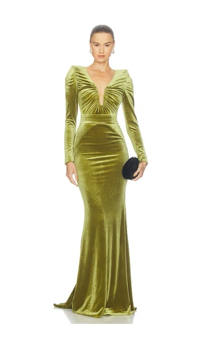 Zhivago The Bloom Velvet Gown In Olive
