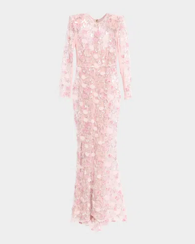 Zhivago The Death Of Roses Embellished Gown In Pink