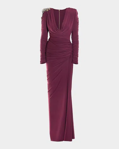 Zhivago The Fragile Night Embellished Gown In Plum