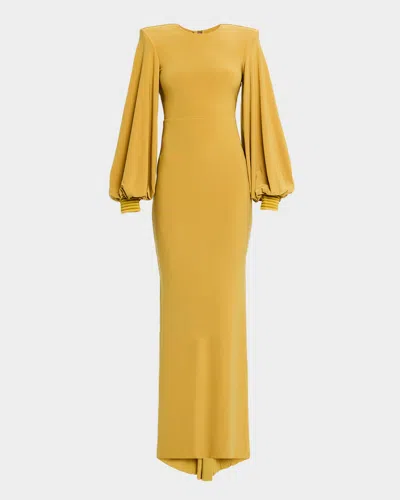 Zhivago The Tower Jersey Trumpet Gown In Yellow