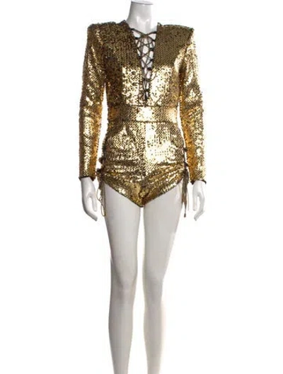 Pre-owned Zhivago Tie Neck Jumpsuit W/ Tags In Gold