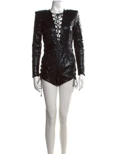Pre-owned Zhivago Tie Neck Romper W/ Tags In Black