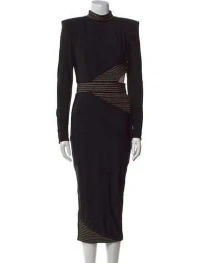 Pre-owned Zhivago Turtleneck Midi Length Dress In Black