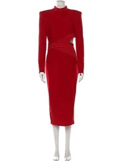 Pre-owned Zhivago Turtleneck Midi Length Dress In Red