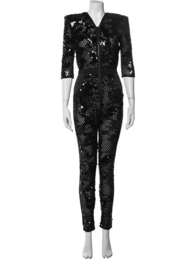 Pre-owned Zhivago V-neck Jumpsuit In Black