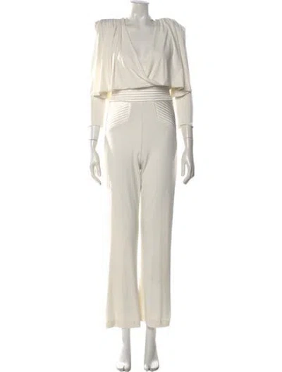 Pre-owned Zhivago V-neck Jumpsuit In Neutral