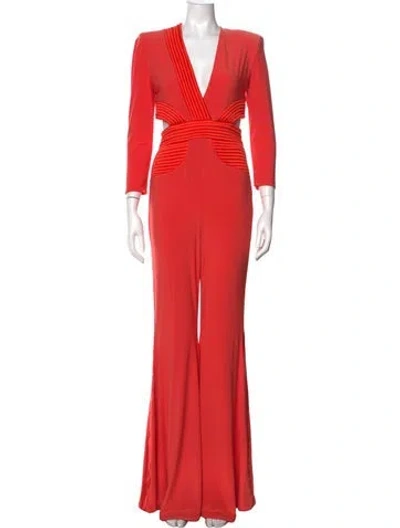 Pre-owned Zhivago V-neck Jumpsuit In Orange