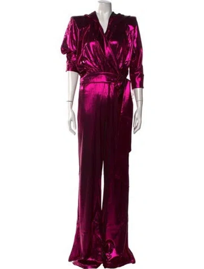 Pre-owned Zhivago V-neck Jumpsuit W/ Tags In Metallic/pink