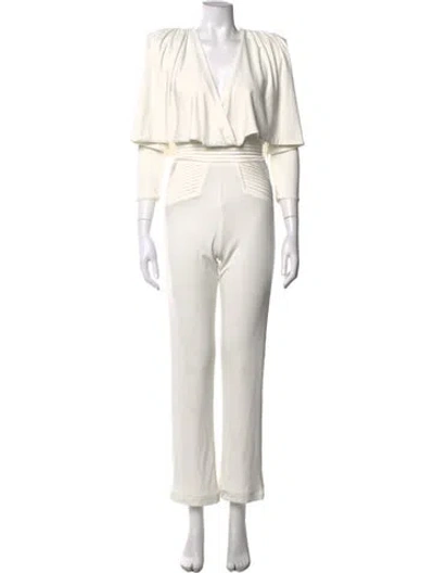 Pre-owned Zhivago V-neck Jumpsuit W/ Tags In Neutrals