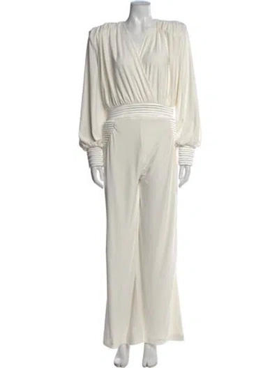 Pre-owned Zhivago V-neck Jumpsuit In White