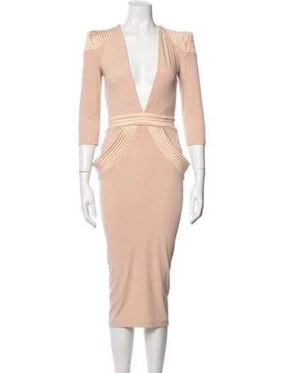 Pre-owned Zhivago V-neck Knee-length Dress In Neutral